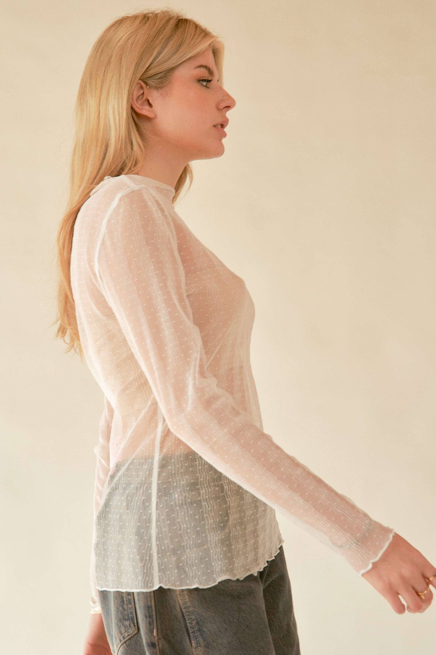 Jacquelyn Dotted Mesh Top