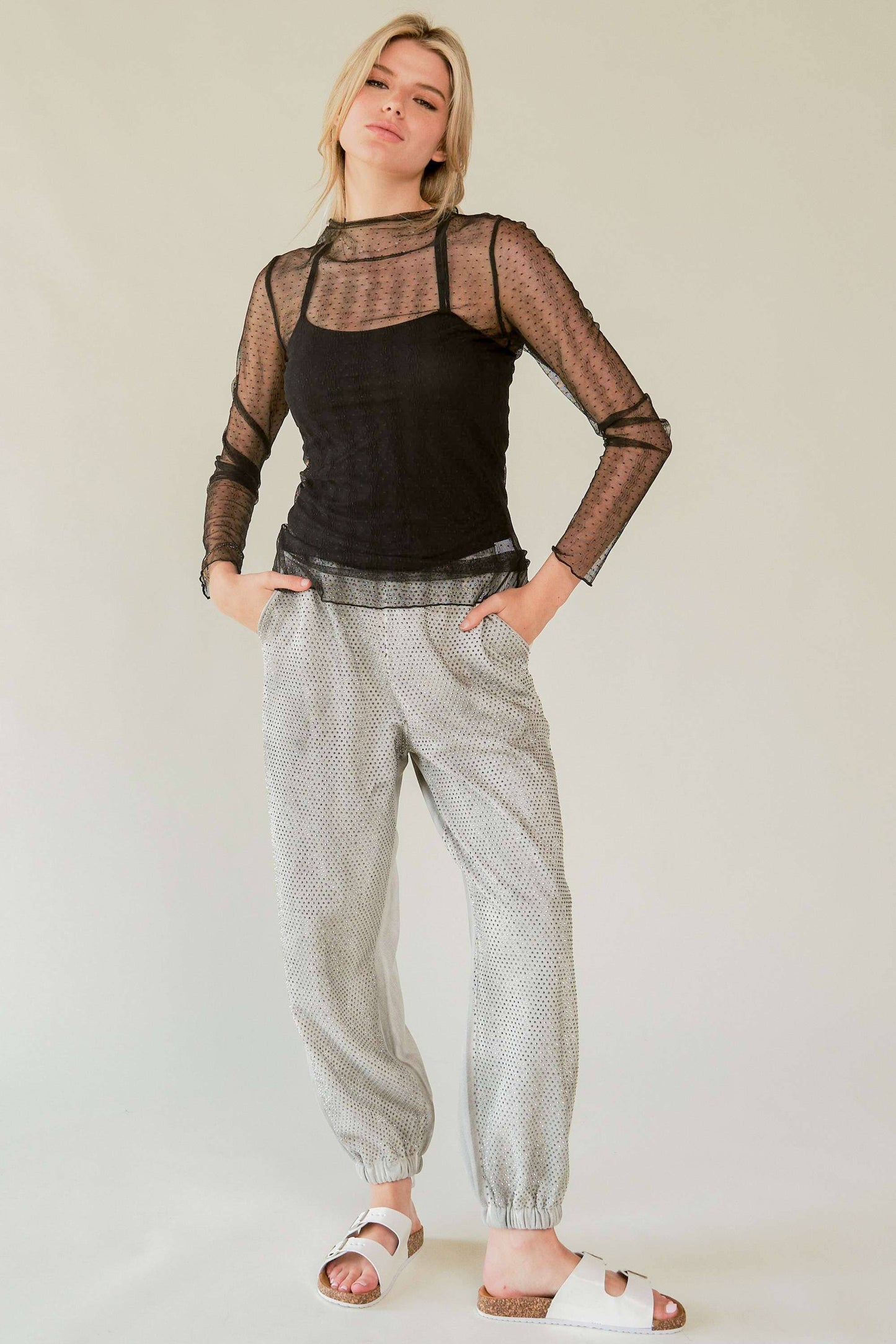 Jacquelyn Dotted Mesh Top