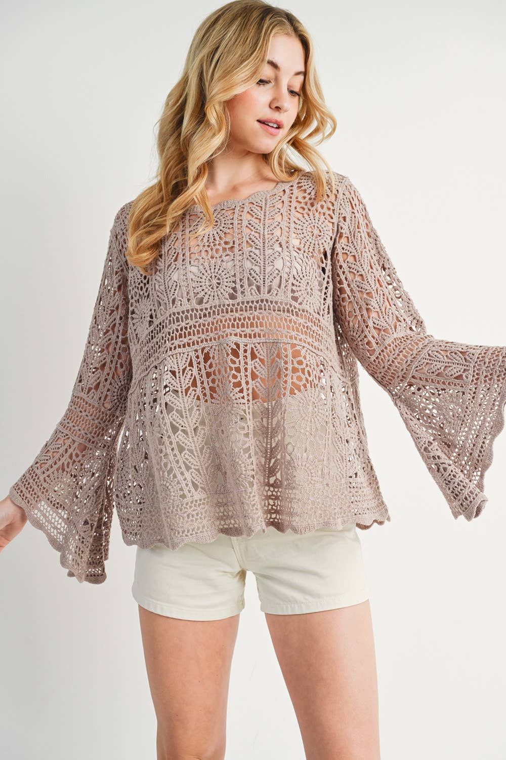 Latte Crochet Pullover