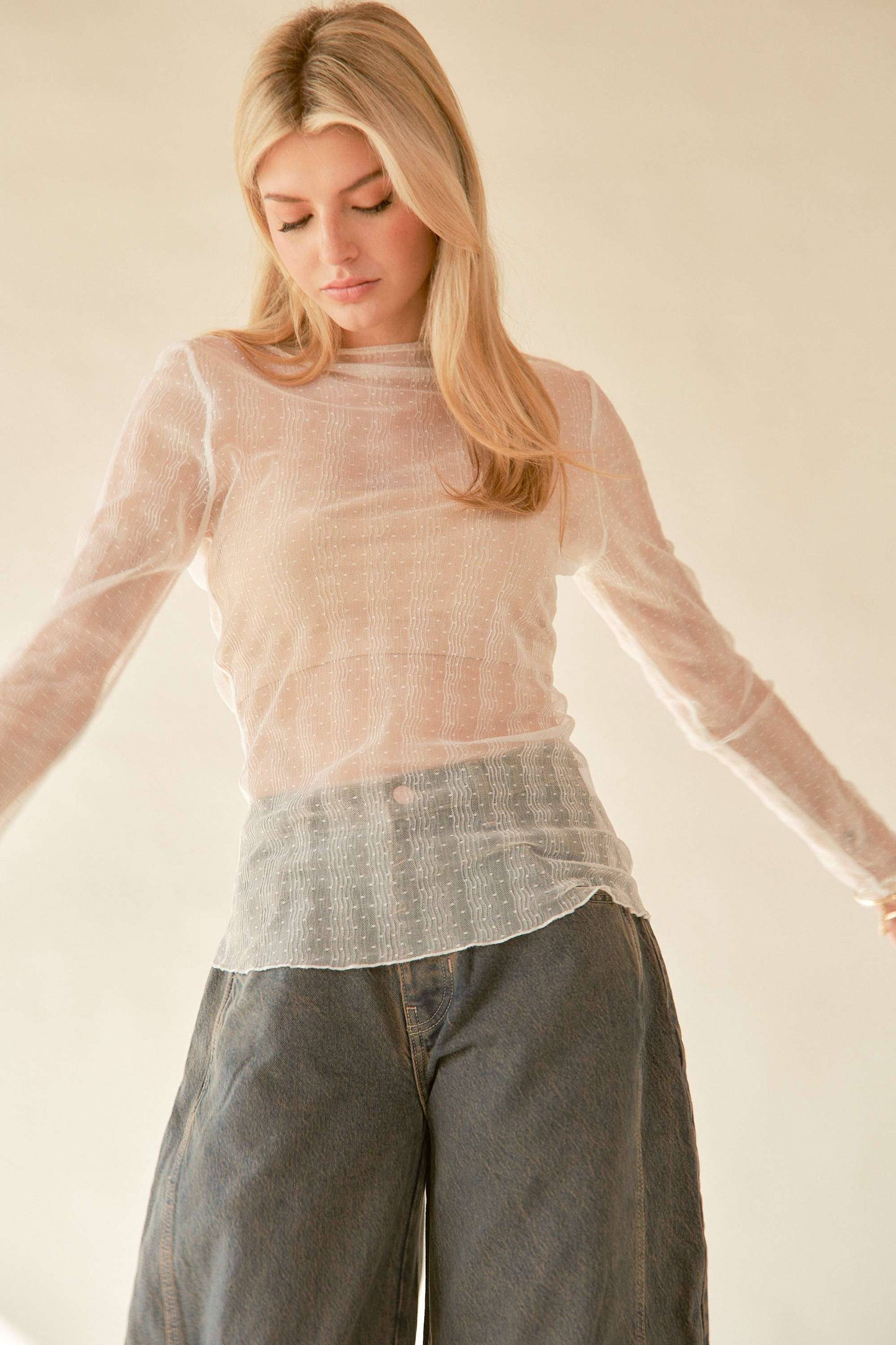 Jacquelyn Dotted Mesh Top