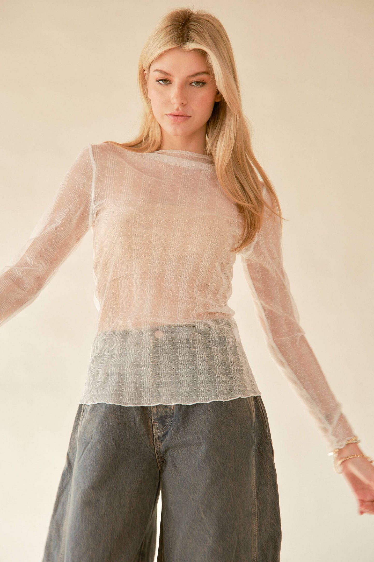 Jacquelyn Dotted Mesh Top