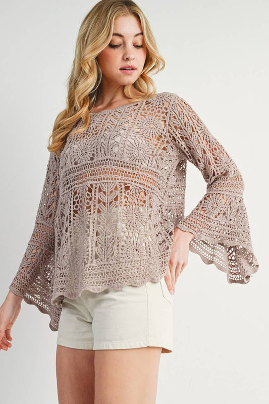 Latte Crochet Pullover