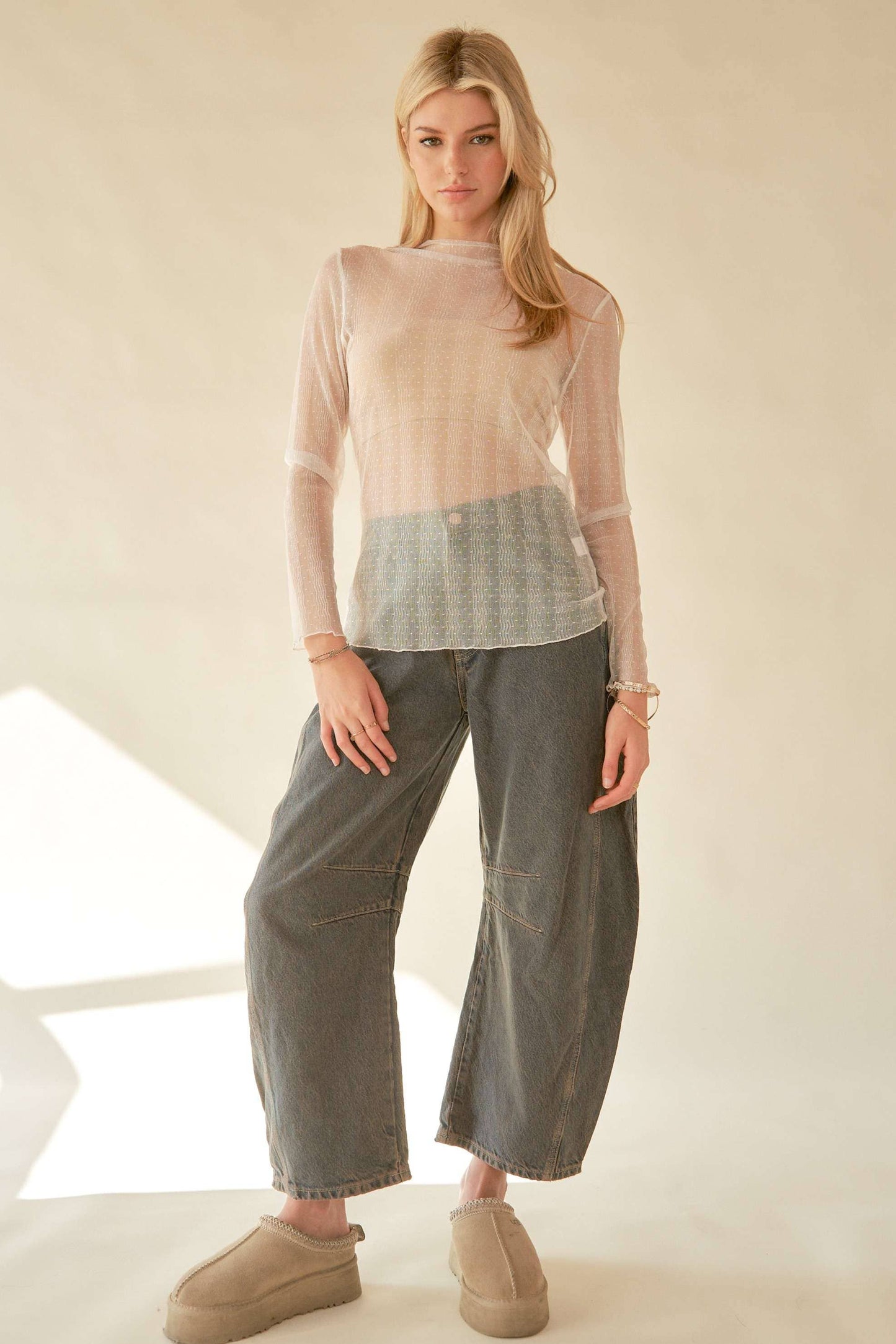 Jacquelyn Dotted Mesh Top