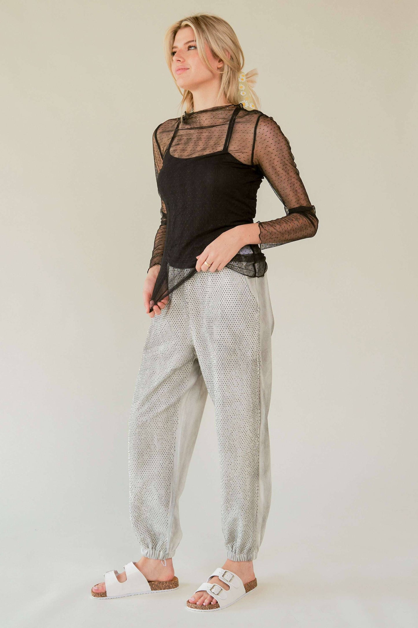 Jacquelyn Dotted Mesh Top