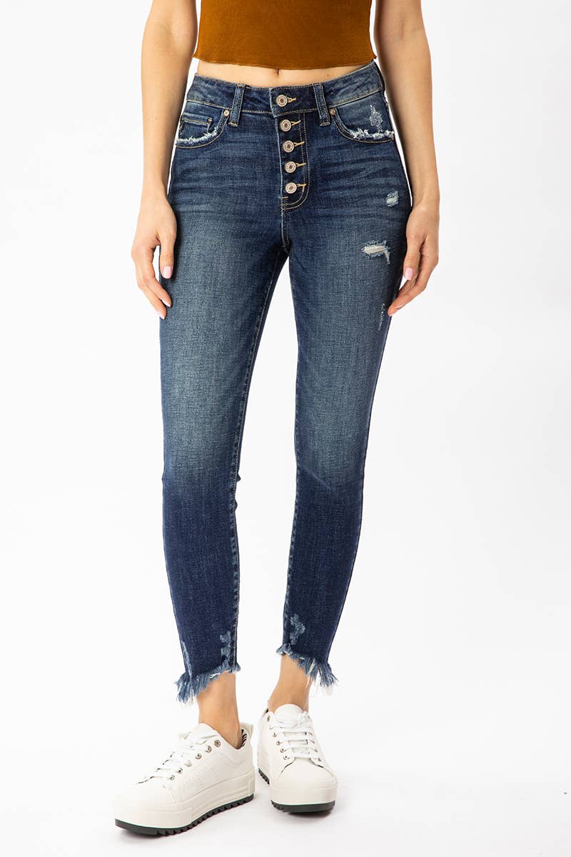 Gina Frayed Ankle High Rise Skinny Jeans