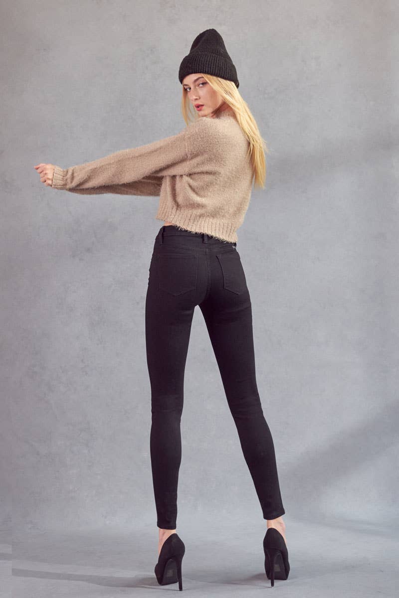 Megan High Rise Slim Straight Jeans - Black