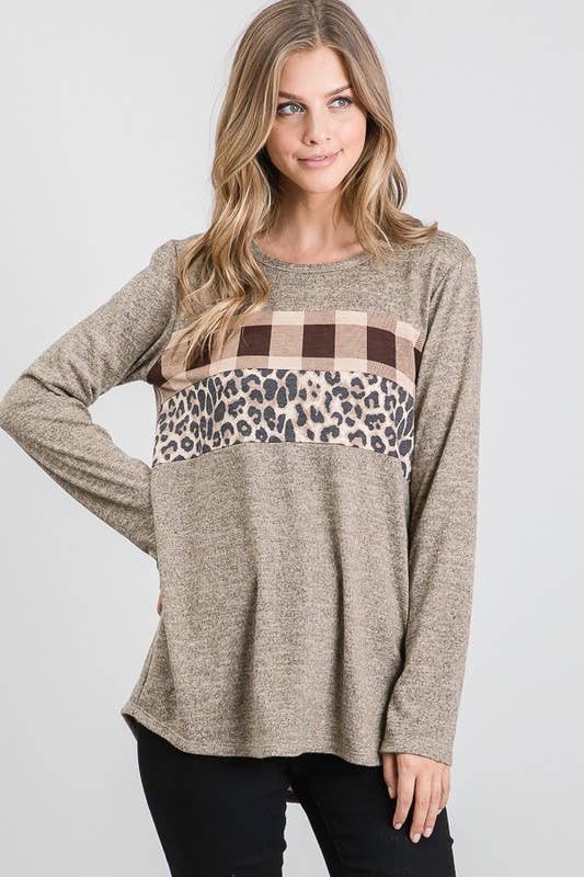 Leopard & Plaid Top