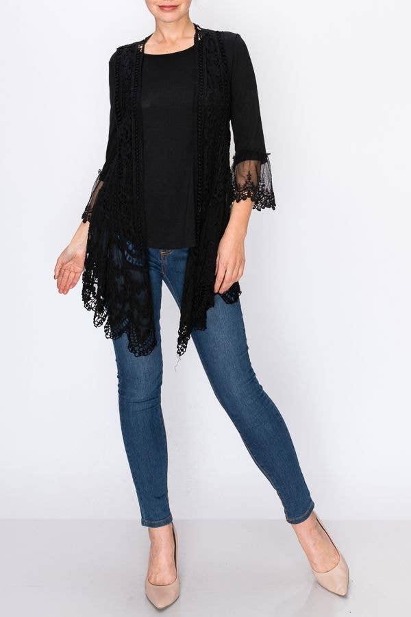 Onyx Lace Kimono Vest