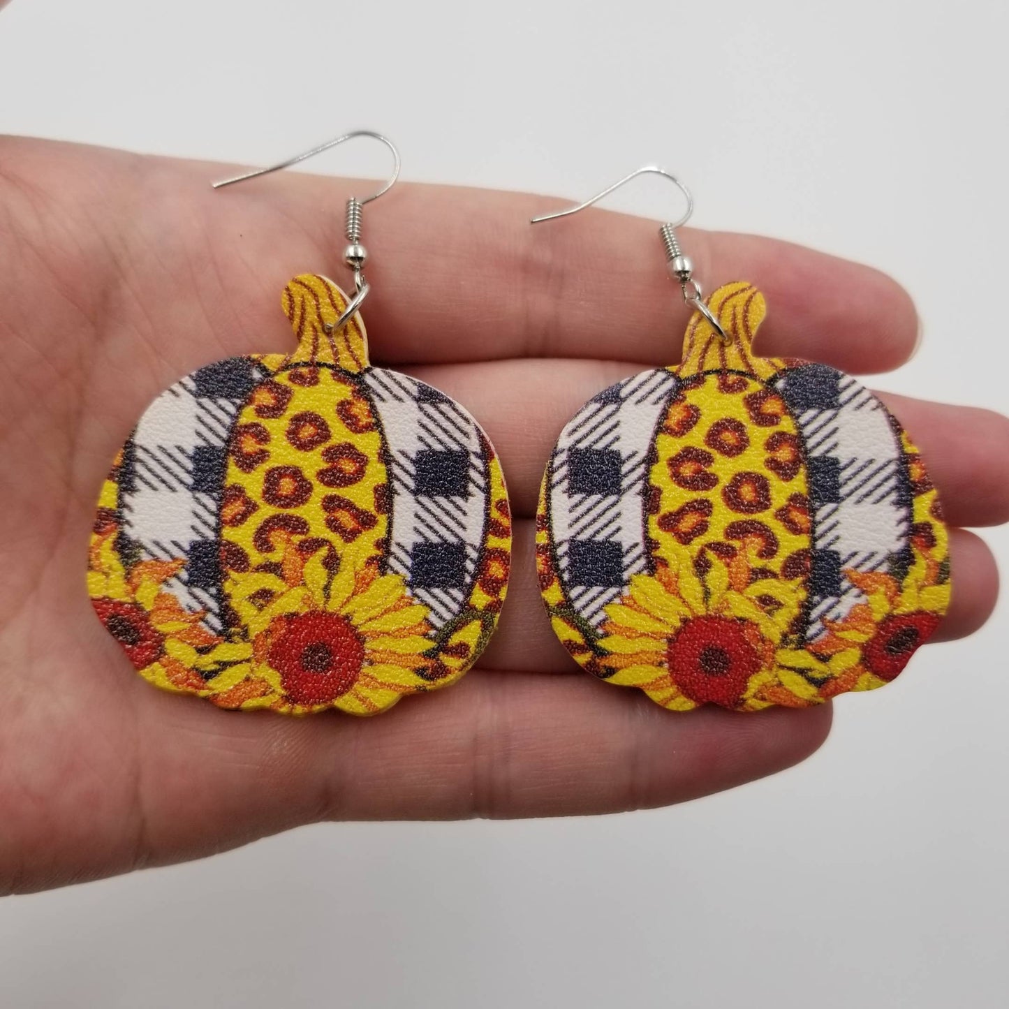 Fall Pumpkin Leather Earrings