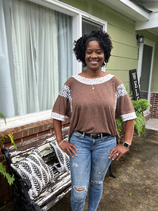 Leopard Print Boat Neck Tunic