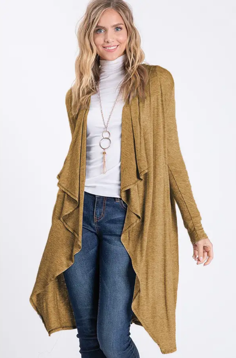 Lila Tan Hooded Long Sleeve Cardigan