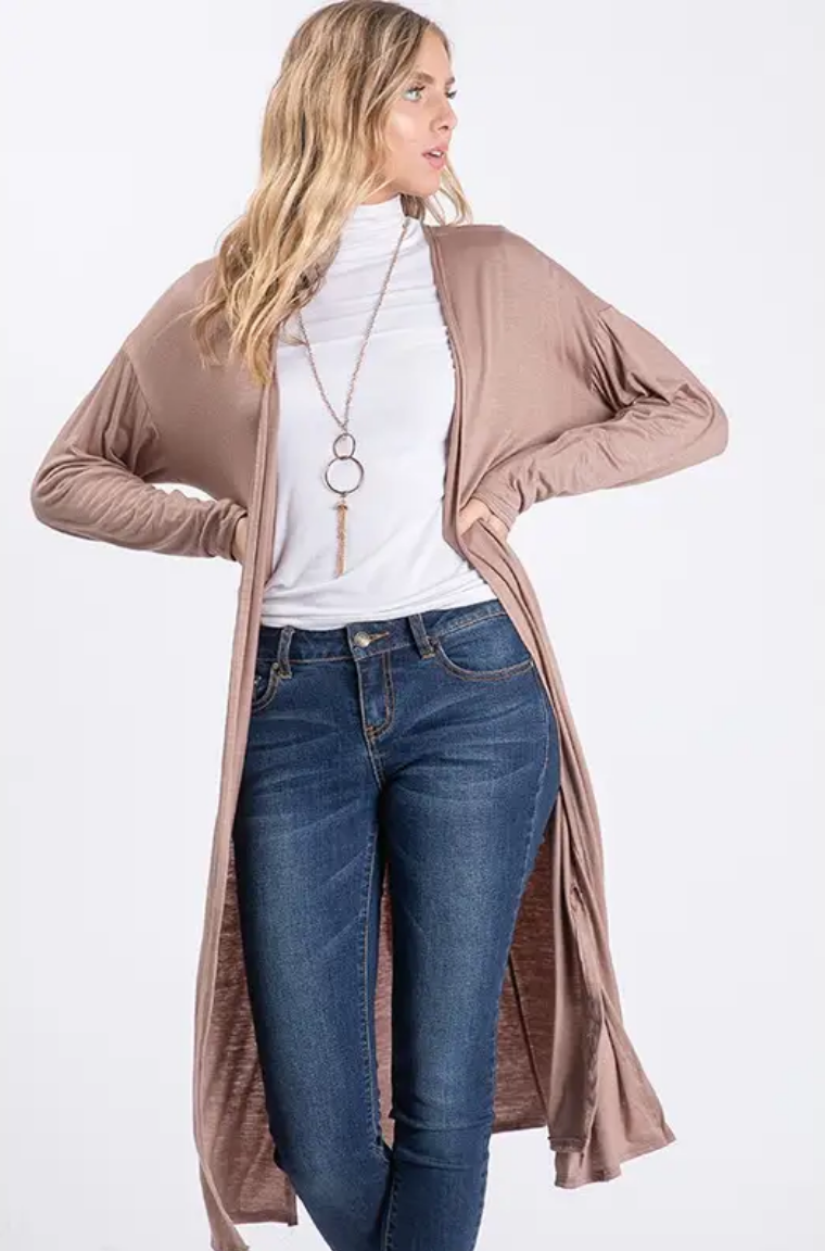 Dorey Tan Long Sleeve Duster Cardigan