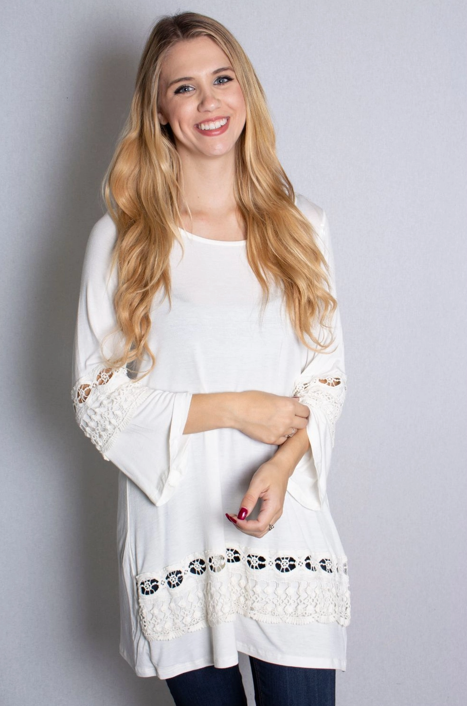 Crochet Bell Sleeve Top - Ivory