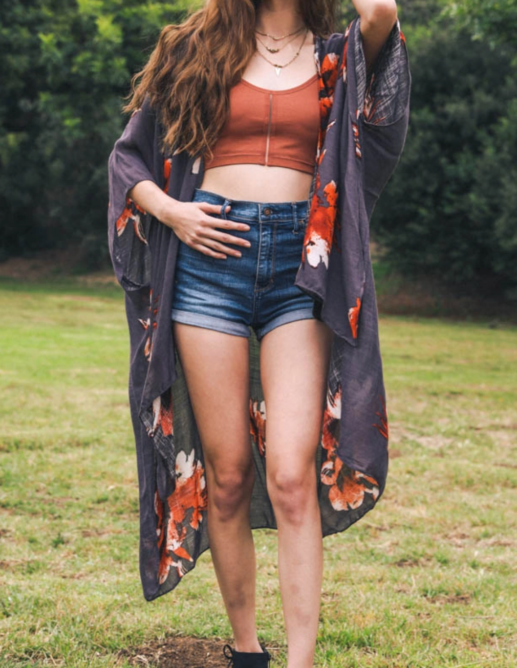 Floral Print Kimono