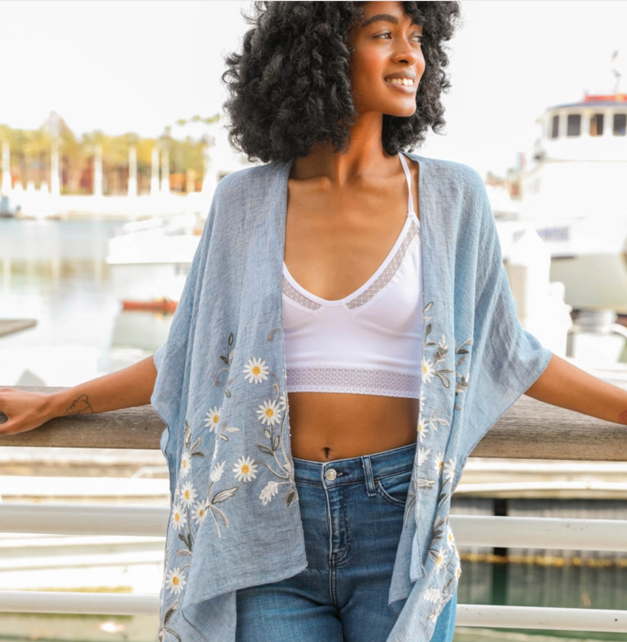 Spring Daisy Woven Kimono