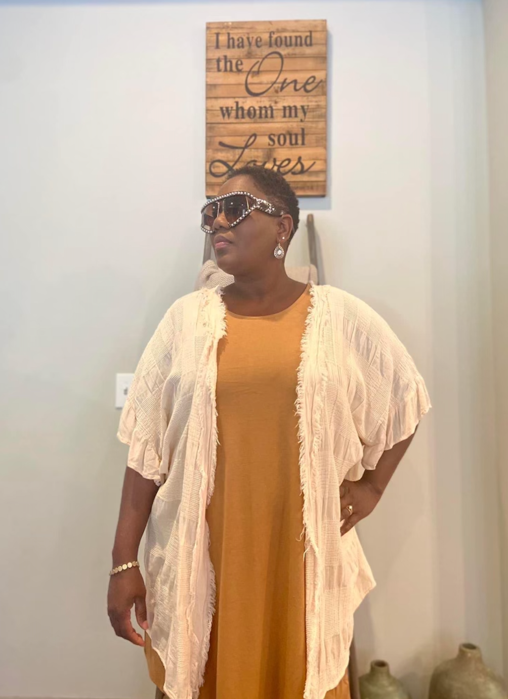 Textured Ruffle Sleeve Kimono