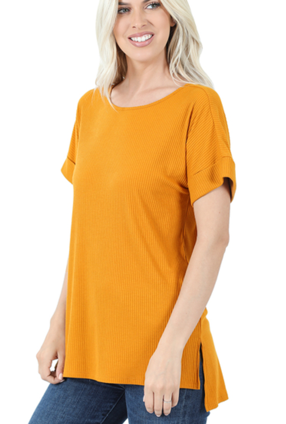 Mar Mustard Ribbed Tee