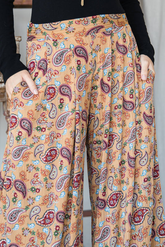 Paisley Wide-Leg Pants