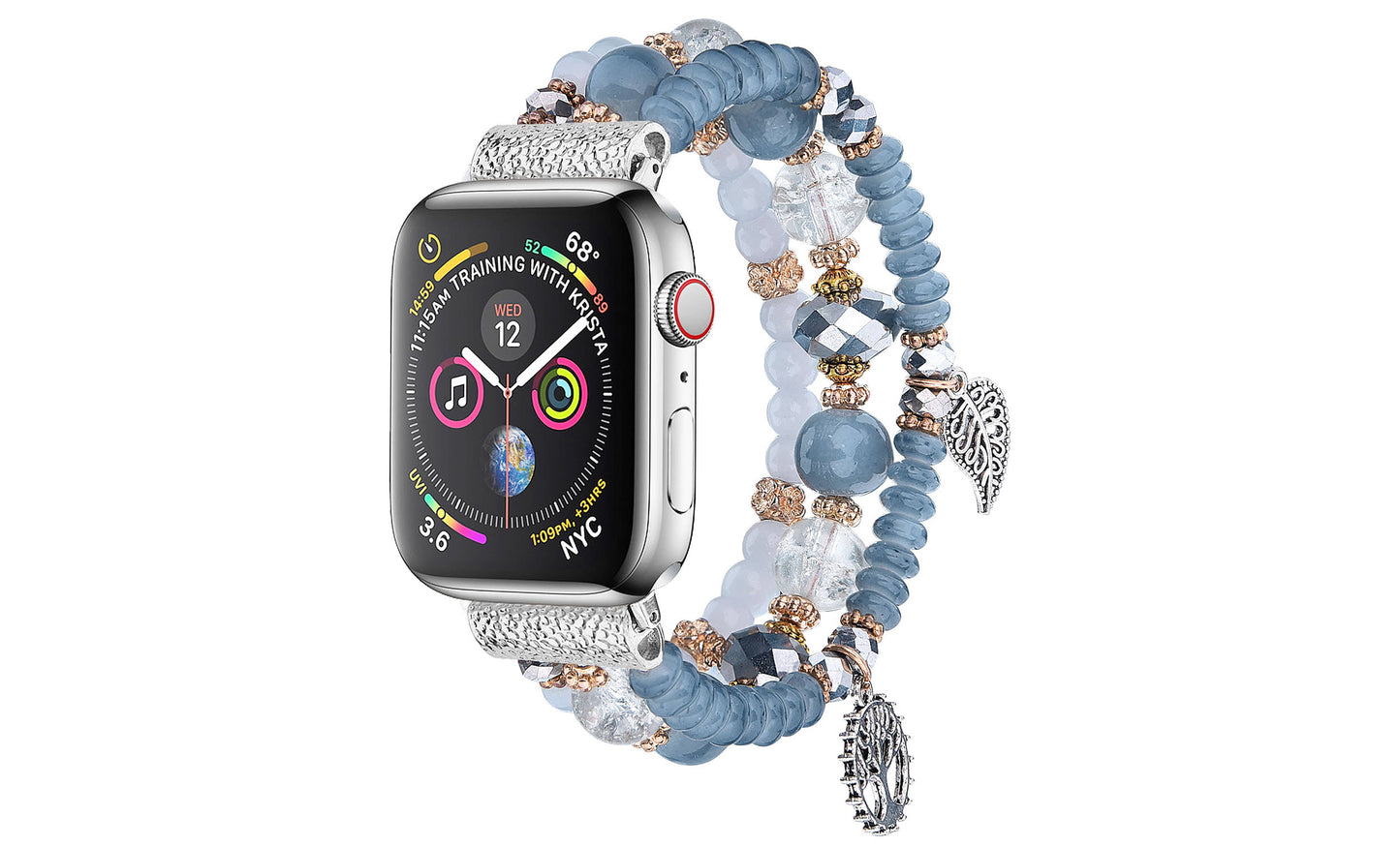 ShopTrendsNow - Beaded Apple Watch Elastic Bracelet Band: 38/40/41mm / Celestial Blue