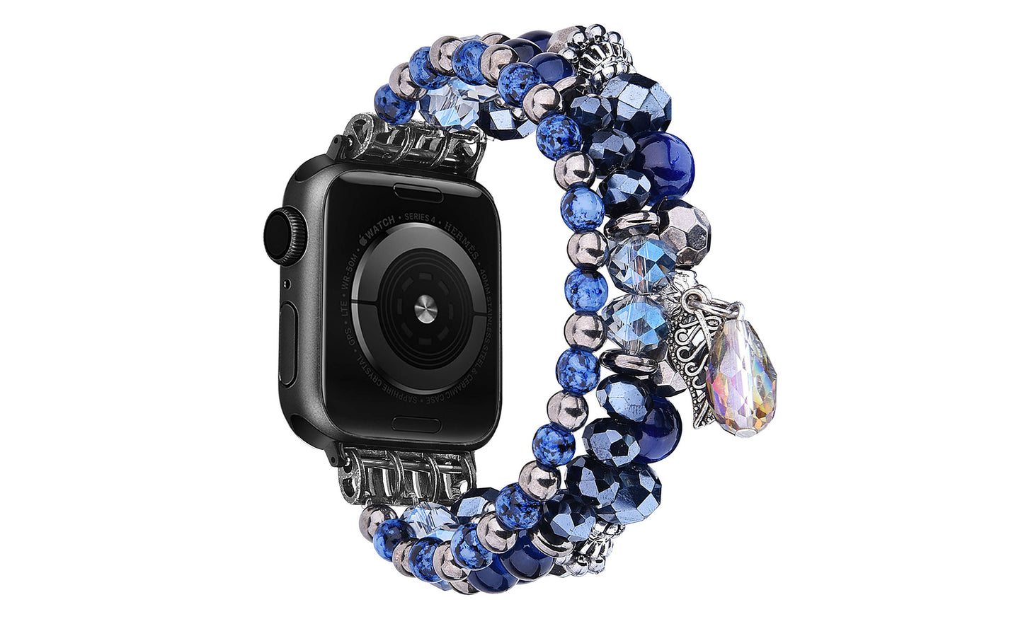 ShopTrendsNow - Beaded Apple Watch Elastic Bracelet Band: 38/40/41mm / Navy with Stone