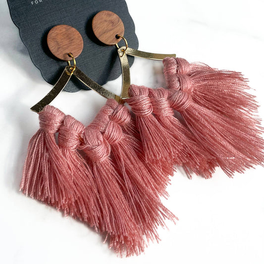 Powder Pink Tassel Earrings