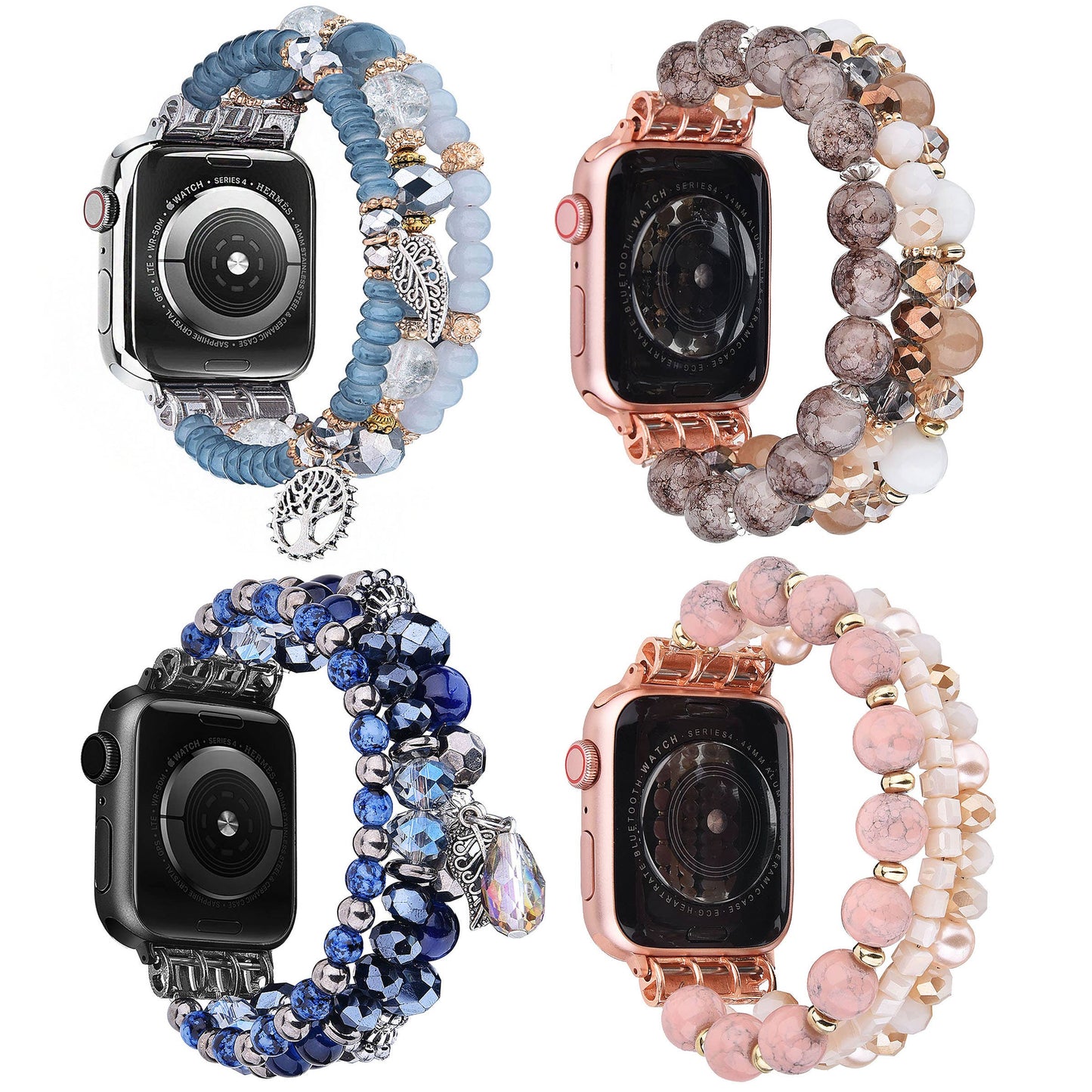 ShopTrendsNow - Beaded Apple Watch Elastic Bracelet Band: 38/40/41mm / Celestial Blue