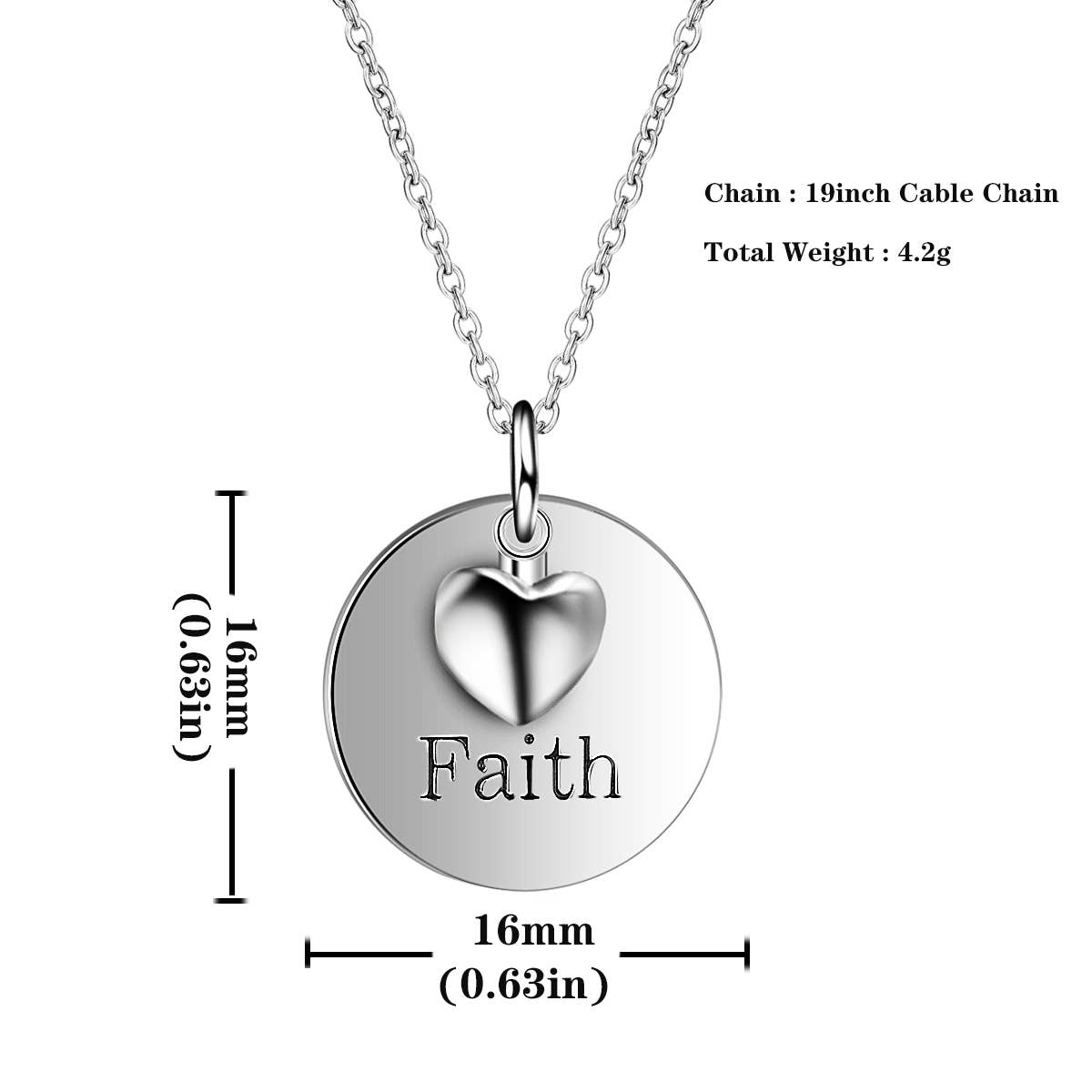 "Faith" Love Heart Necklace