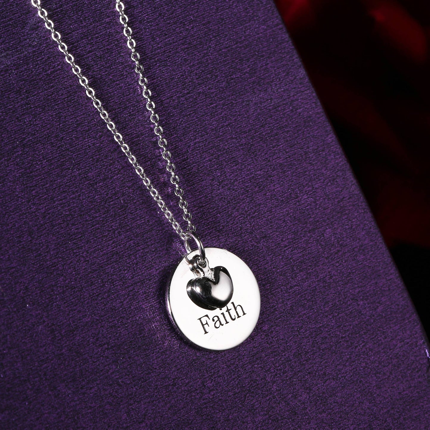 "Faith" Love Heart Necklace