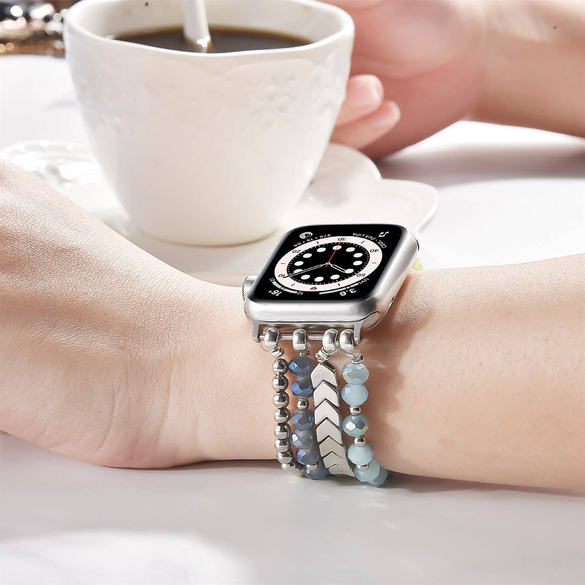 ShopTrendsNow - Arrow Beaded Apple Watch Elastic Band: 38/40/41mm / Pink