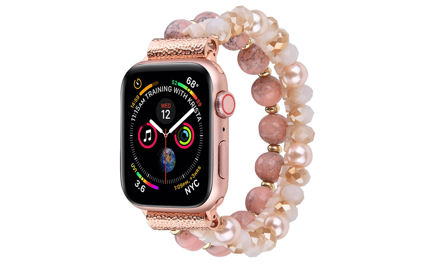 ShopTrendsNow - Beaded Apple Watch Elastic Bracelet Band: 38/40/41mm / Navy with Stone