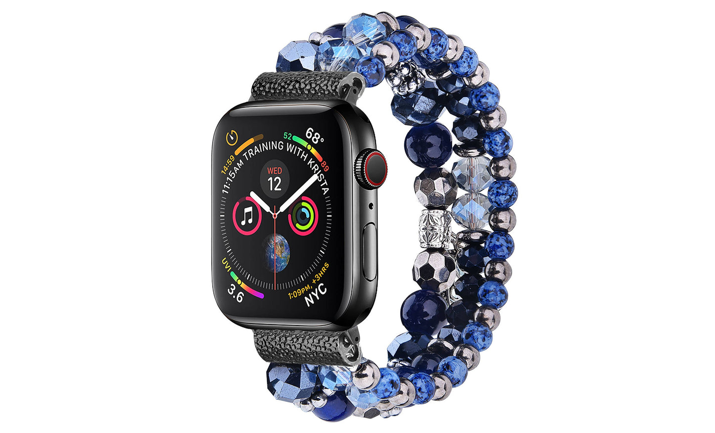 ShopTrendsNow - Beaded Apple Watch Elastic Bracelet Band: 38/40/41mm / Coffee Pearl