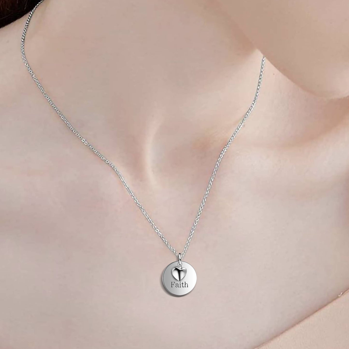 "Faith" Love Heart Necklace