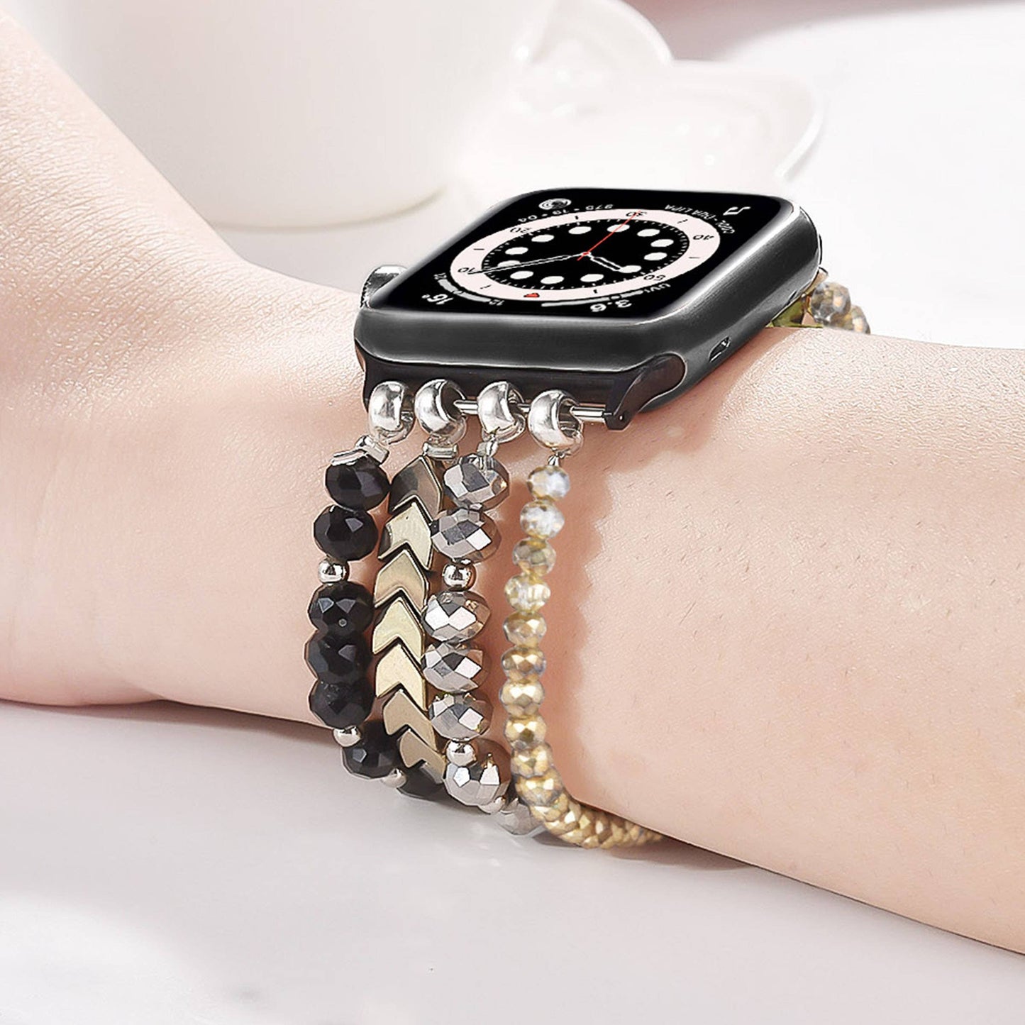 ShopTrendsNow - Arrow Beaded Apple Watch Elastic Band: 38/40/41mm / Pink