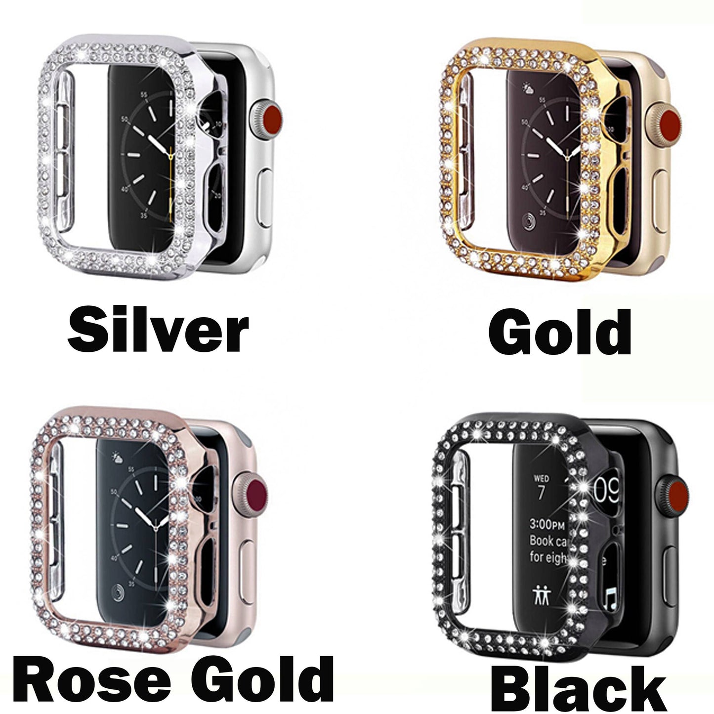 ShopTrendsNow - Rhinestone Crystal Bling Apple Watch Case Frame: 40mm / Rose Gold