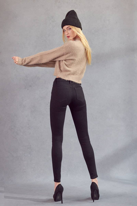 Megan High Rise Slim Straight Jeans - Black