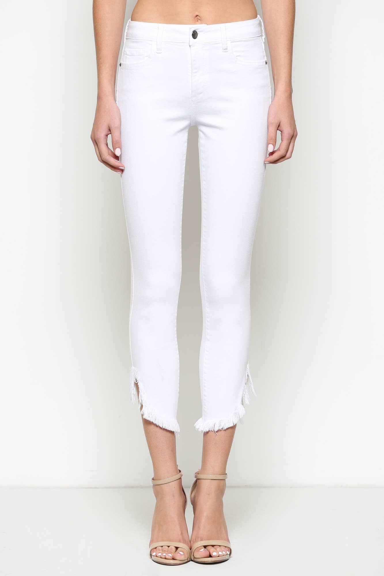 Hidden Jeans - The Taylor White Hem Detail High Waist Skinny Jeans
