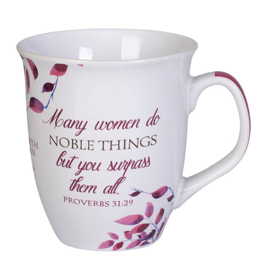 Dicksons - Proverbs 31 Woman Pink White Leaves Mug