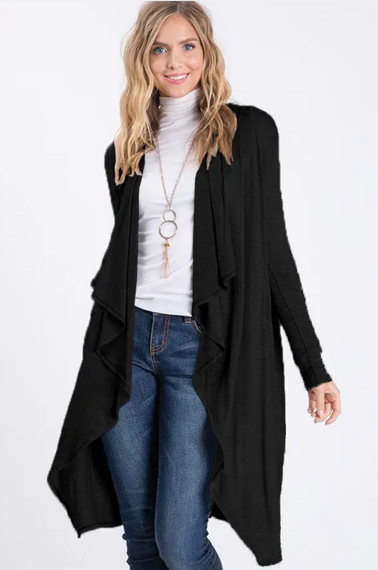 Lila Black Hooded Long Sleeve Cardigan