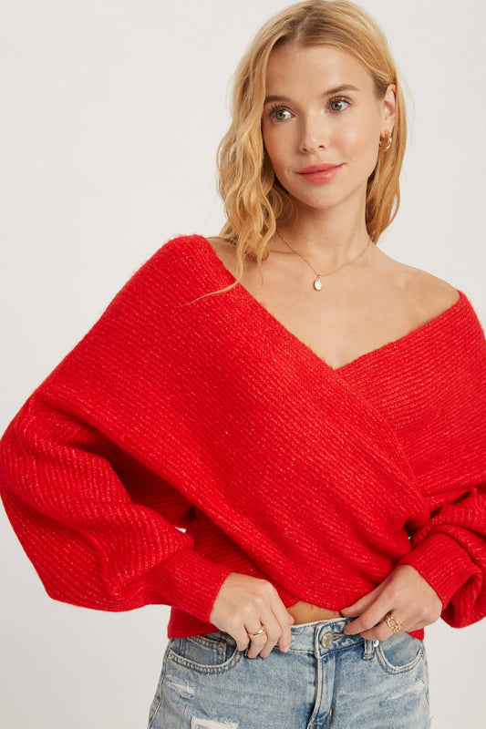 Lady in Red Pullover