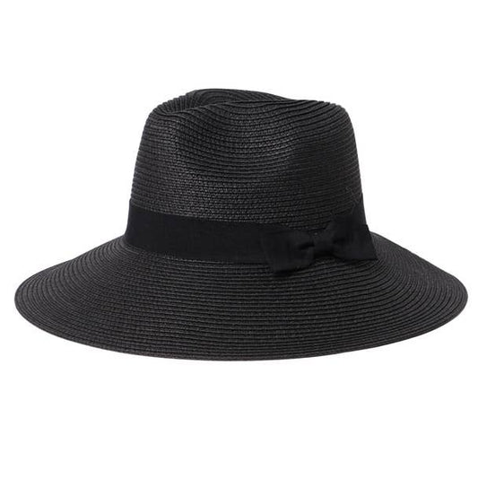 Audrey Black Ribbon Straw Hat