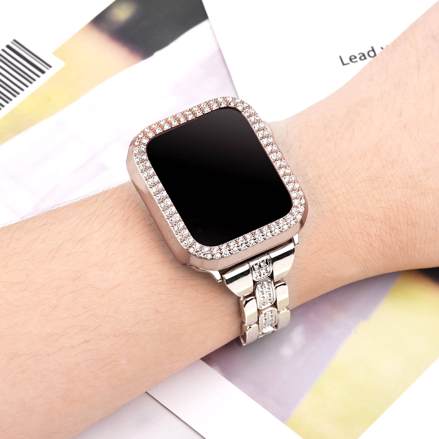 ShopTrendsNow - Rhinestone Crystal Bling Apple Watch Case Frame: 40mm / Rose Gold